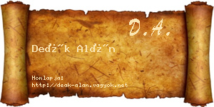 Deák Alán névjegykártya